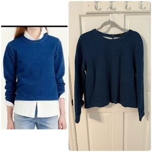 J. Crew Women's Blue Crew Neck, Back Zipper Sweatshirt